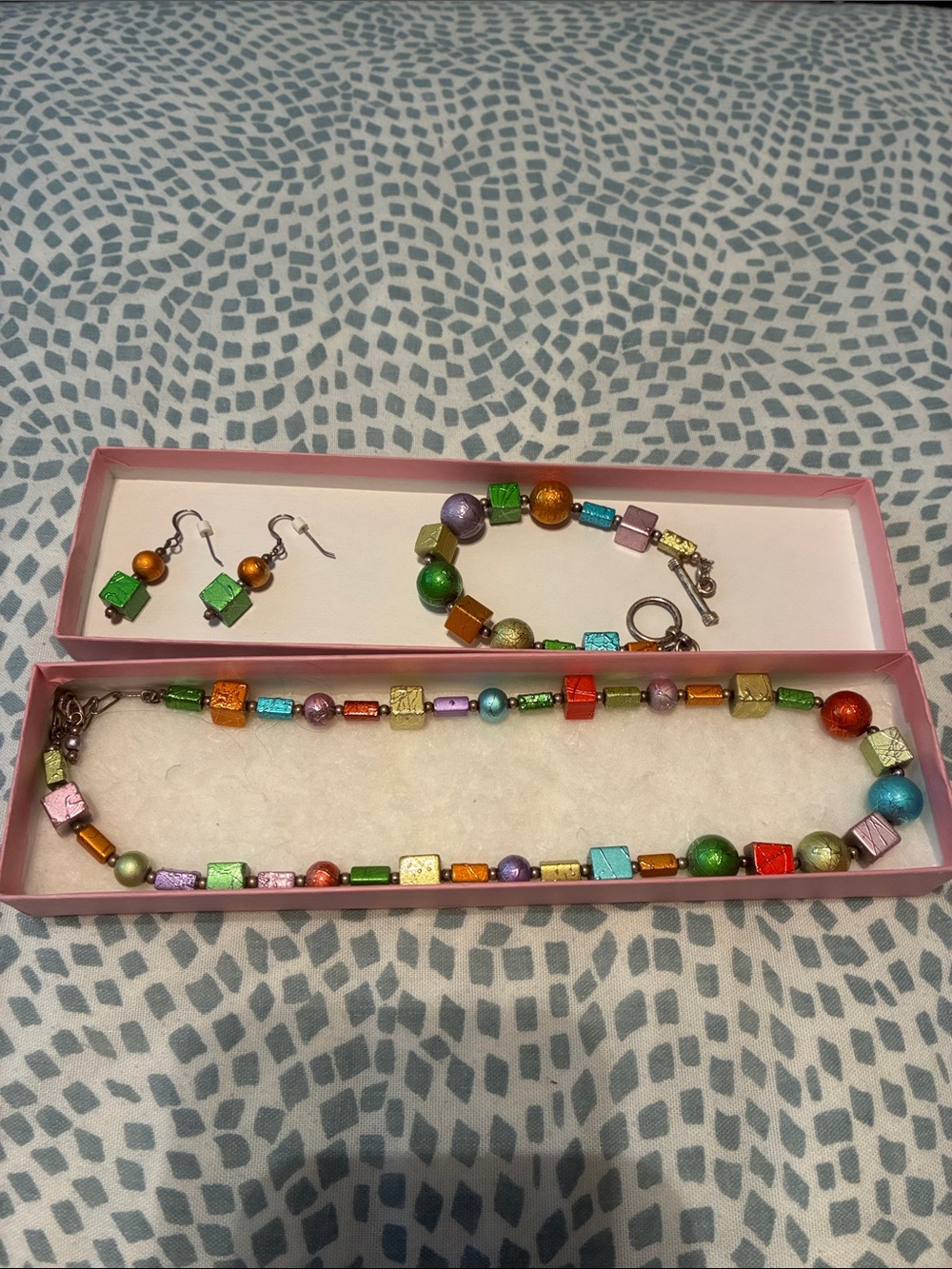Multicolor Beaded Necklace, Bracelet, and Earring Set - Vibrant Women's Jewelry